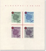 Franz.Zone Wü./Hz. Bl. 1 MiNr. 40/43B (*) Deutsches Rotes Kreuz