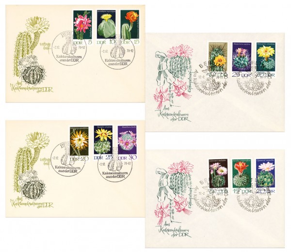 DDR FDC-Set MiNr. 1625/30 + 1922/27 Kakteen I + II