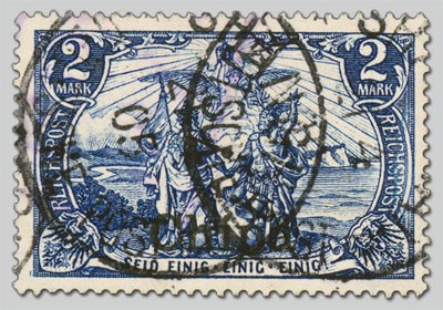 Dt. Post in China MiNr. 25I o 2-Mark "Nord und Süd" Type I