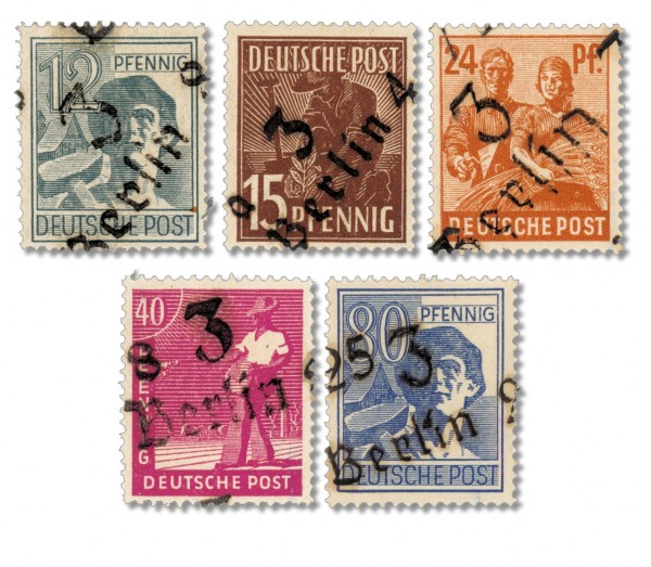 SBZ Allg.A. MiNr. 166-181 I ** (ohne 179) gepr. Bezirks-Handstempel-Aufdruck 3 - Magistrat Berlin
