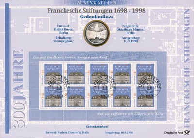 BRD Numisblatt 4/1998 300 Jahre Franckesche Stiftungen