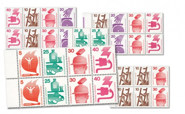 BRD Heftchenblätter 5 x aus "Unfallverhütung" MH-Bundespost ** Nr. 20, 21, 23, 24 und 25