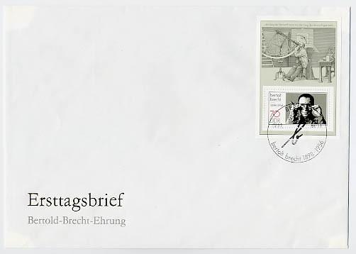 DDR FDC Bl. 91 MiNr. 3148 Bertolt-Brecht-Ehrung
