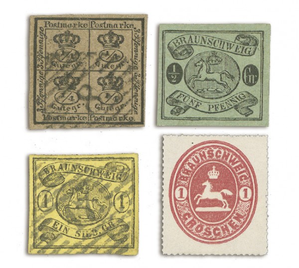Braunschweig Die Briefmarken des Herzogtums MiNr. 9, 10, 11, 18