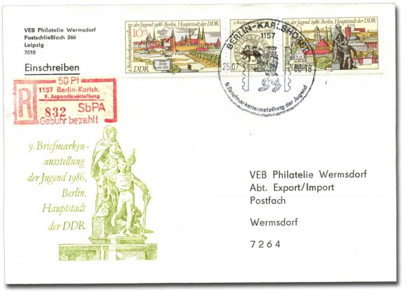 DDR Einschreib-Brief 1157 o (Juga 1)