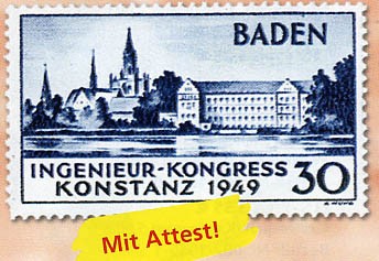 Franz.Zone Baden MiNr. 46 II ** mit FA Europäischer Ingenieur-Kongreß, Konstanz