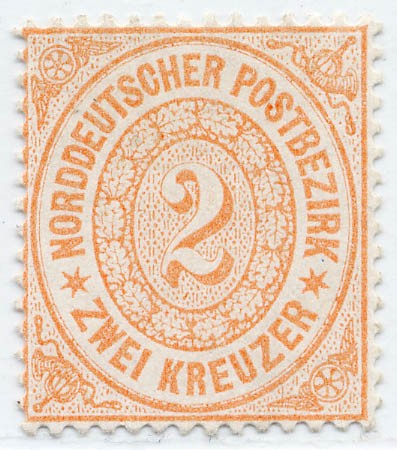 Norddeutscher Postbezirk MiNr. 20 * 2 Kreuzer / mittelorange