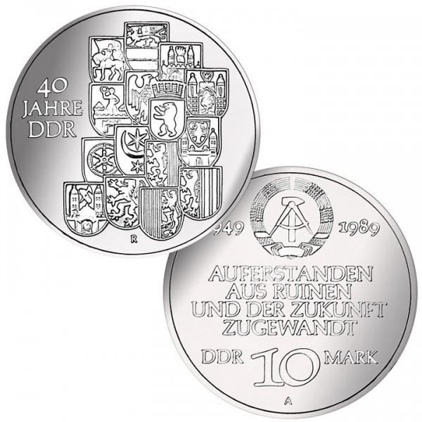DDR Münze 1989, 10 M, st 40 Jahre DDR