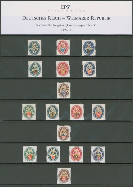 Dt. Reich MiNr. 375/77,398/401,425/29 u. 430/34 ** 4 Nothilfe Ausgaben: Wappenmarken