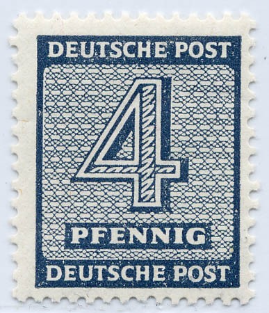 SBZ West-Sa. MiNr. 127 X wb ** gepr. 4 Pf Freimarke Ziffern