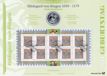 BRD Numisblatt 2/1998 Hildegard von Bingen