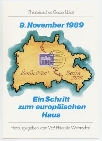 DDR Gedenkblatt "Ein Schritt zum europ. Haus"