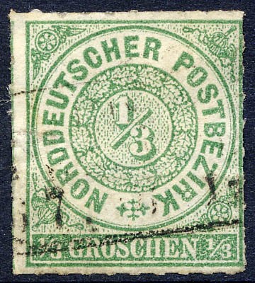 Norddeutscher Postbezirk MiNr. 2 o 1/3 Groschen / gelblichgrün