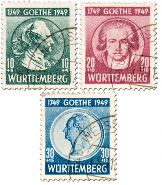 Franz.Zone Wü./Hz. MiNr. 44/46 o 200.Geburtstag J.W.v.Goethe