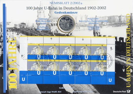 BRD Numisblatt 2/2002 100 Jahre U-Bahn in Deutschland