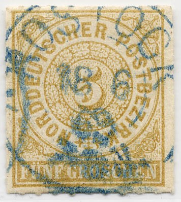 Norddeutscher Postbezirk MiNr. 6 o 5 Groschen / olivbraun