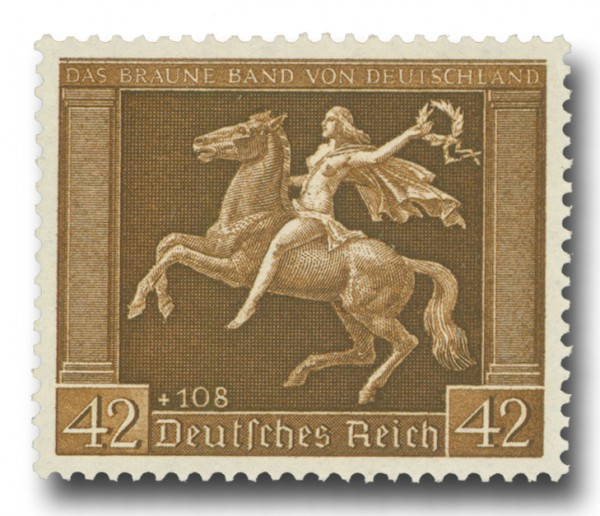 Dt. Reich MiNr. 671y * ungebraucht "Das Braune Band" 1938 / waagr. Gummirifflung