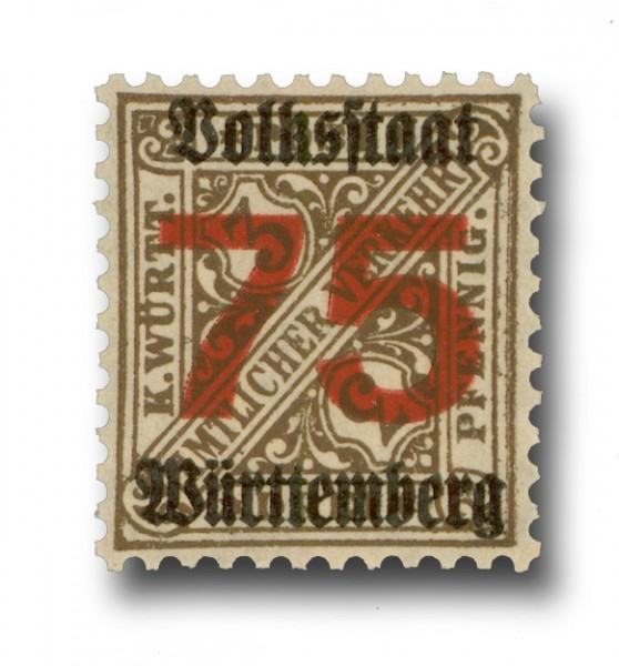 Württemberg Rep., Dienstm. MiNr. 271Y ** Staatsbehörden, mit Aufdr., 1 Wert ohne Wz.
