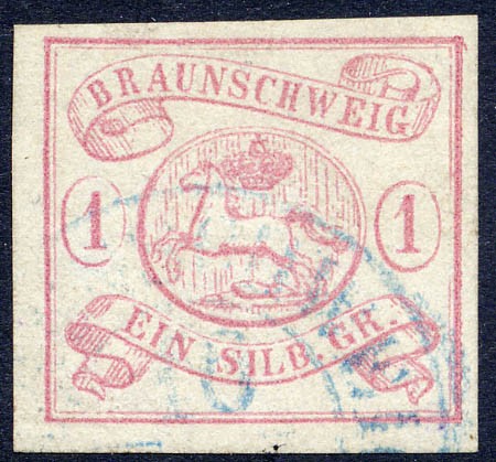 Braunschweig MiNr. 1 o 1 Silbergroschen / karminrot