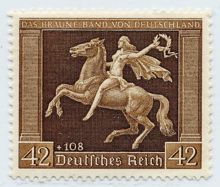 Dt. Reich MiNr. 671y ** "Das Braune Band" 1938 / waagr. Gummirifflung