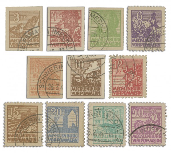 SBZ M./V. MiNr. 29/40y gestempelt sogen. Abschiedsserie, 11 Werte