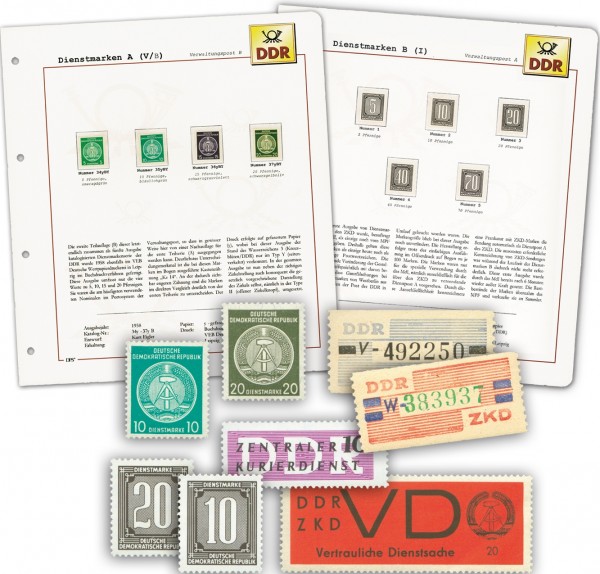 DDR Dienstmarken 5 versch. Ausgaben ** 14 Werte + Sammelblätter
