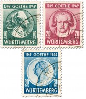 Franz.Zone Wü./Hz. MiNr. 44/46 o 200.Geburtstag J.W.v.Goethe