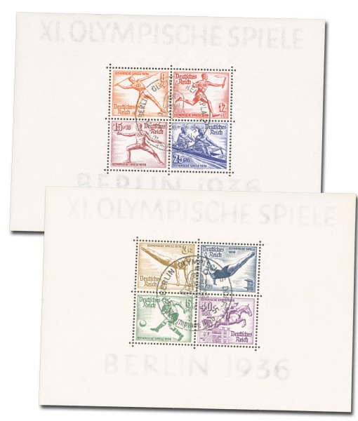 Dt. Reich Bl. 5/6 MiNr. 624/31 o Olympische Sommerspiele Berlin 1936