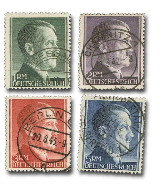 Dt. Reich MiNr. 799/802A o FM Adolf Hitler - A gez L 12 1/2