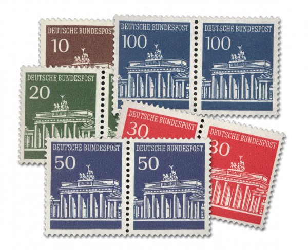 BRD MiNr. 506/10 ** waagerechte Paare FM Brandenburger Tor 1966