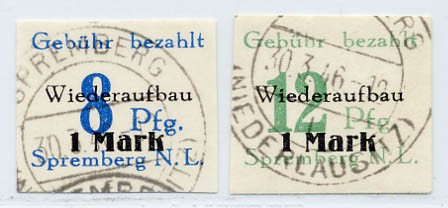 Dt. Lokalausgabe - Spremberg (n.a.) MiNr. 21-22 B o (geschnitten)