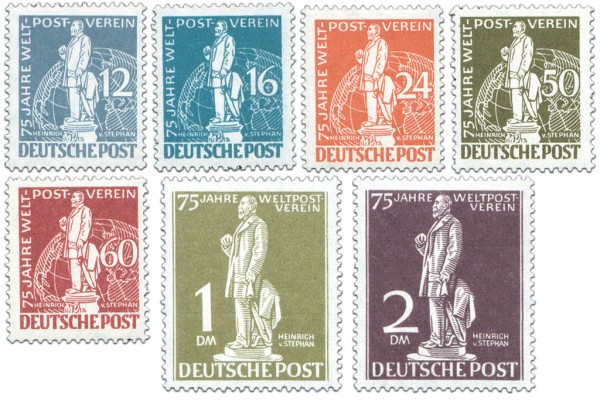 Berlin MiNr. 35/41 ** mit Attest 75 Jahre Weltpostverein (UPU)