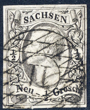 Sachsen MiNr. 8 o 1/2 Ngr./ König Johann I. / mattgrau