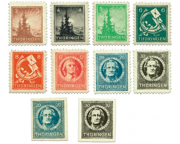 SBZ Thür. MiNr. 92/99AY+98/99BY ** Freimarken Spargummierung