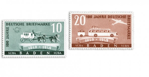 Franz.Zone Baden MiNr. 54/55 ** 100 Jahre deutsche Briefmarken