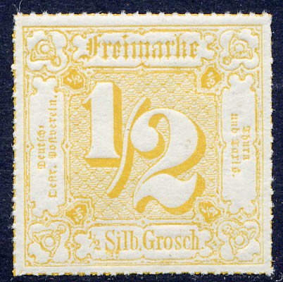 Thurn & Taxis MiNr. 47 ** 1/2 Gr., gelborange durchstochen