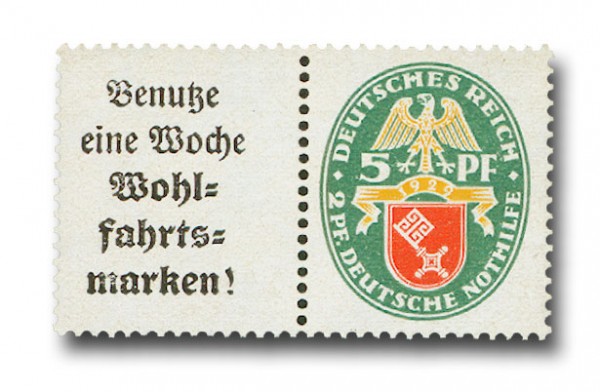 Dt. Reich Nothilfe 1929: Wappen Zdr. ** 1 Zusammendruck W35