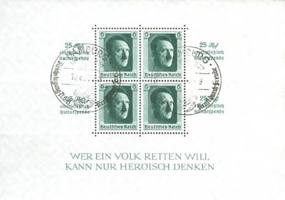 Dt. Reich Bl. 9 MiNr. 648 o Hitler-Block/Kulturspende