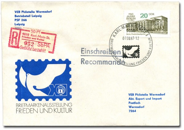 DDR Einschreib-Brief 3078 o ( FK)