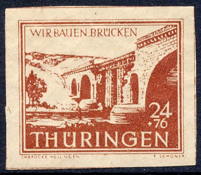 SBZ Thür. MiNr. 115 cy ** 24 + 76 Pf Wiederaufbau Brücken