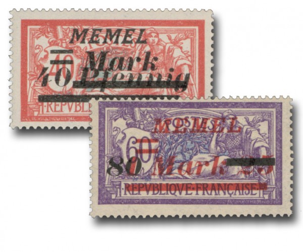 Memelgebiet MiNr. 119/120 ** Freimarken Frankreich mit Aufdruck