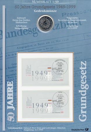 BRD Numisblatt 1/1999 50 Jahre Grundgesetz