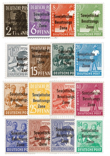 SBZ Allg.A. MiNr. 182-97 ** Arbeiterserie mit Aufdruck