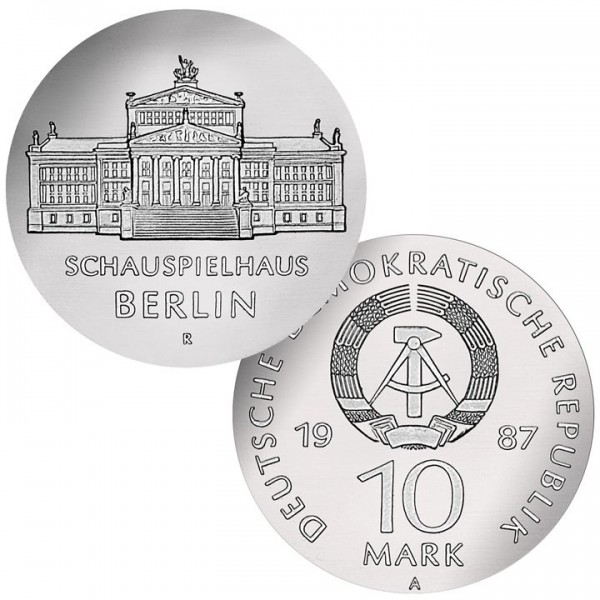 DDR Münze 1987, 10 M, st 750 Jahre Berlin Schauspielhaus