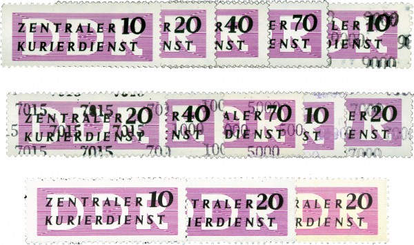 DDR Dienstmarken B 13 Wertstreifen ** MiNr. 6/9,7N,10/13,14/15, I u.II + 3 Blätter