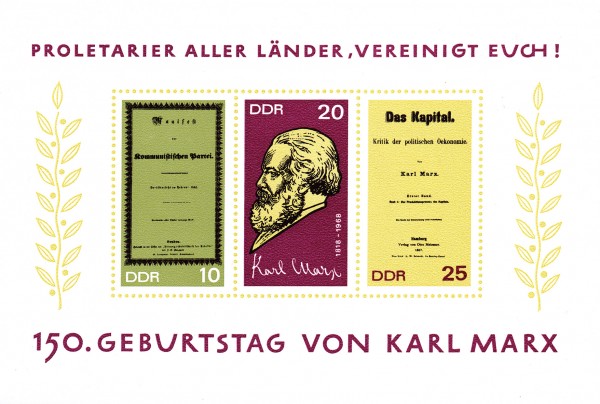 DDR Bl. 27 ** MiNr. 1365/67B 150. Geb. K. Marx