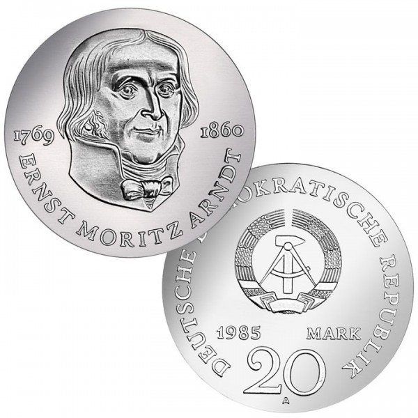 DDR Münze 1985, 20 M, PP 125. Todestag Ernst Moritz Arndt