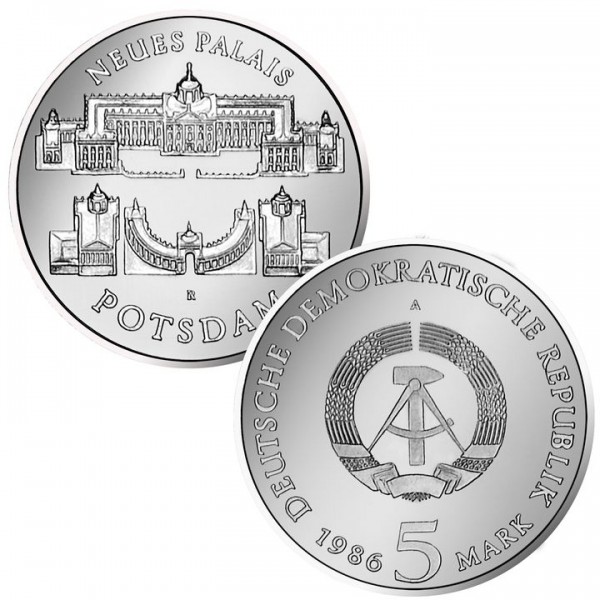 DDR Münze 1986, 5 M, st Neues Palais Potsdam
