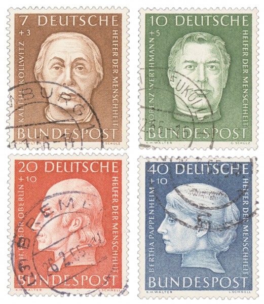 BRD MiNr. 200/03 o Helfer der Menschheit (V) 1954