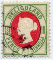 Helgoland MiNr. 14d o 10Pf/1 1/2 P hellgrün/mittelrot